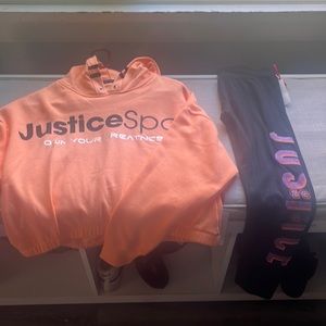 Justice cropped jogging suit